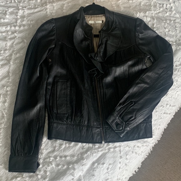 Mike & Chris Ruffle Front Leather Jacket! - Picture 2 of 5
